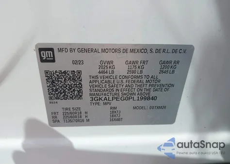 2023 GMC Terrain Fwd Slt z USA, uszkodzony, nr VIN 3GKALPEG0PL199840